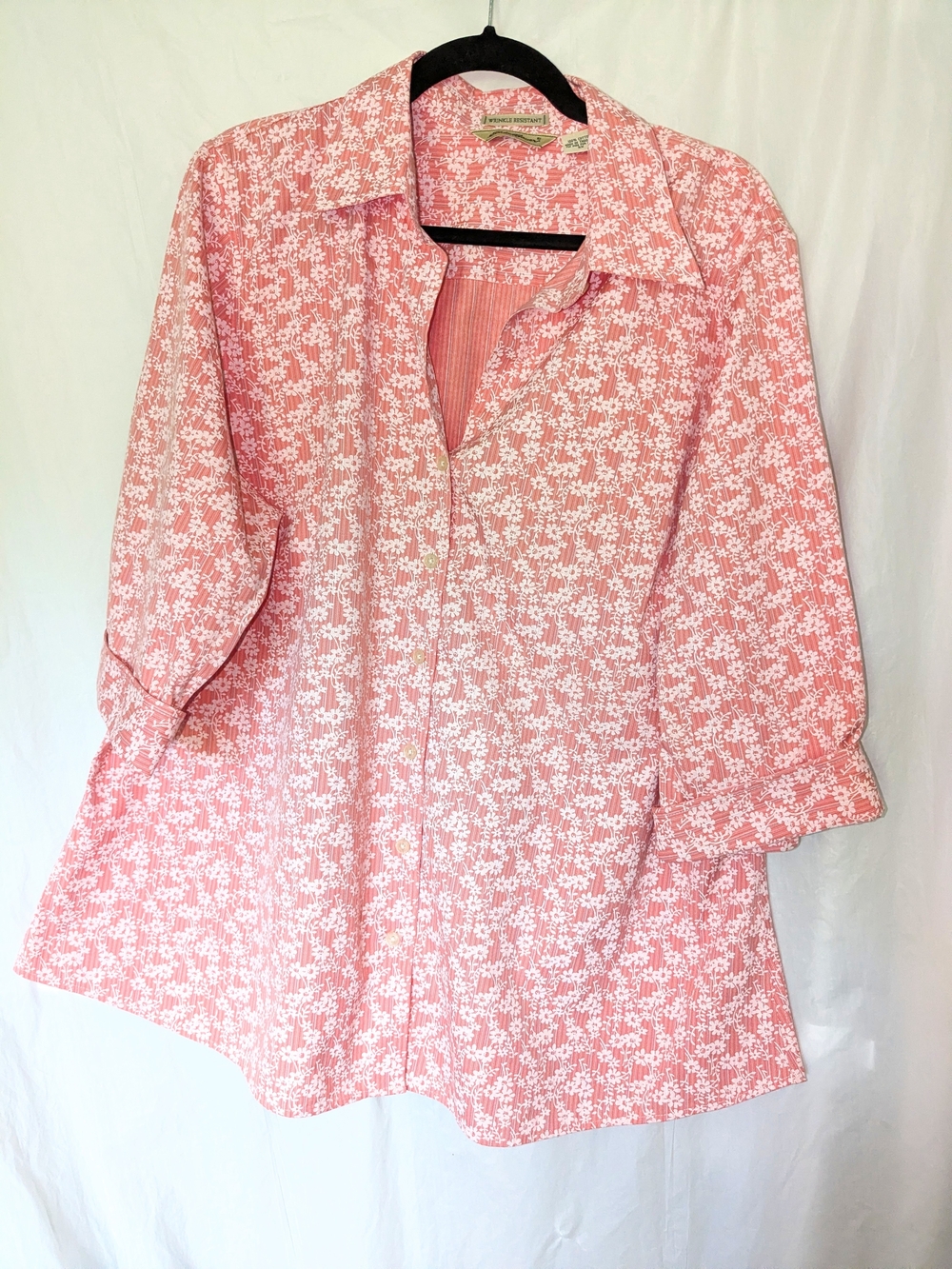 Eddie Bauer Pink Reddish Floral Button-Front